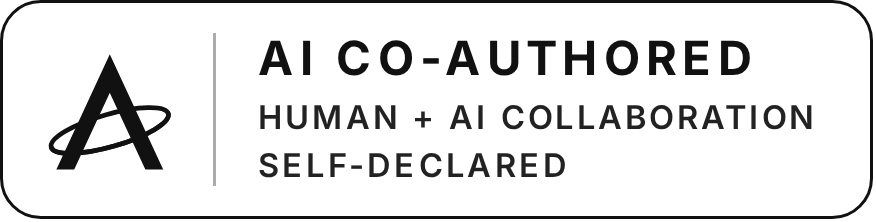 AI Co-Authored, horizontal, black, one colour – Authorship Transparency Identifier mark