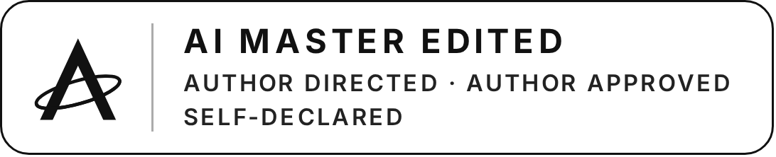 AI Master Edited, horizontal, black, one colour – Authorship Transparency Identifier mark